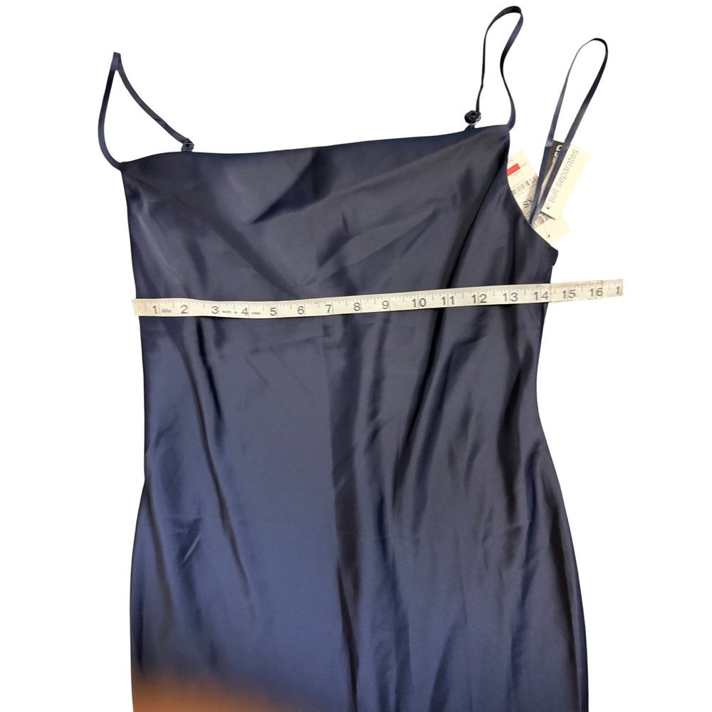 929. Bar III Women's Draped Satin Slip Dress Navy Blue Size XS Elegant Occasion - Picture 3 of 4